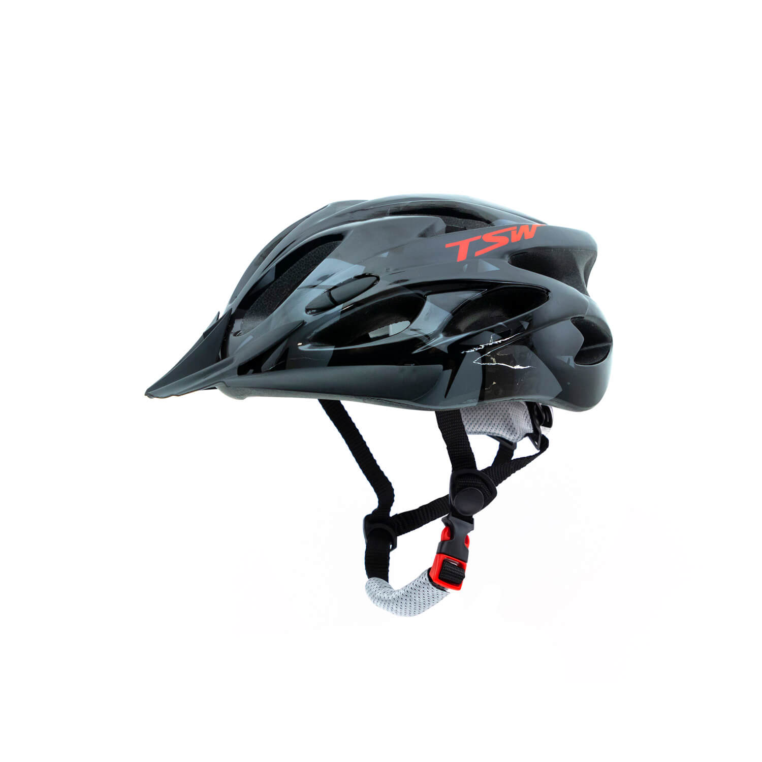 Capacete MTB RAPTOR II | LED - Preto/Cinza/Vermelho, Médio 54-58