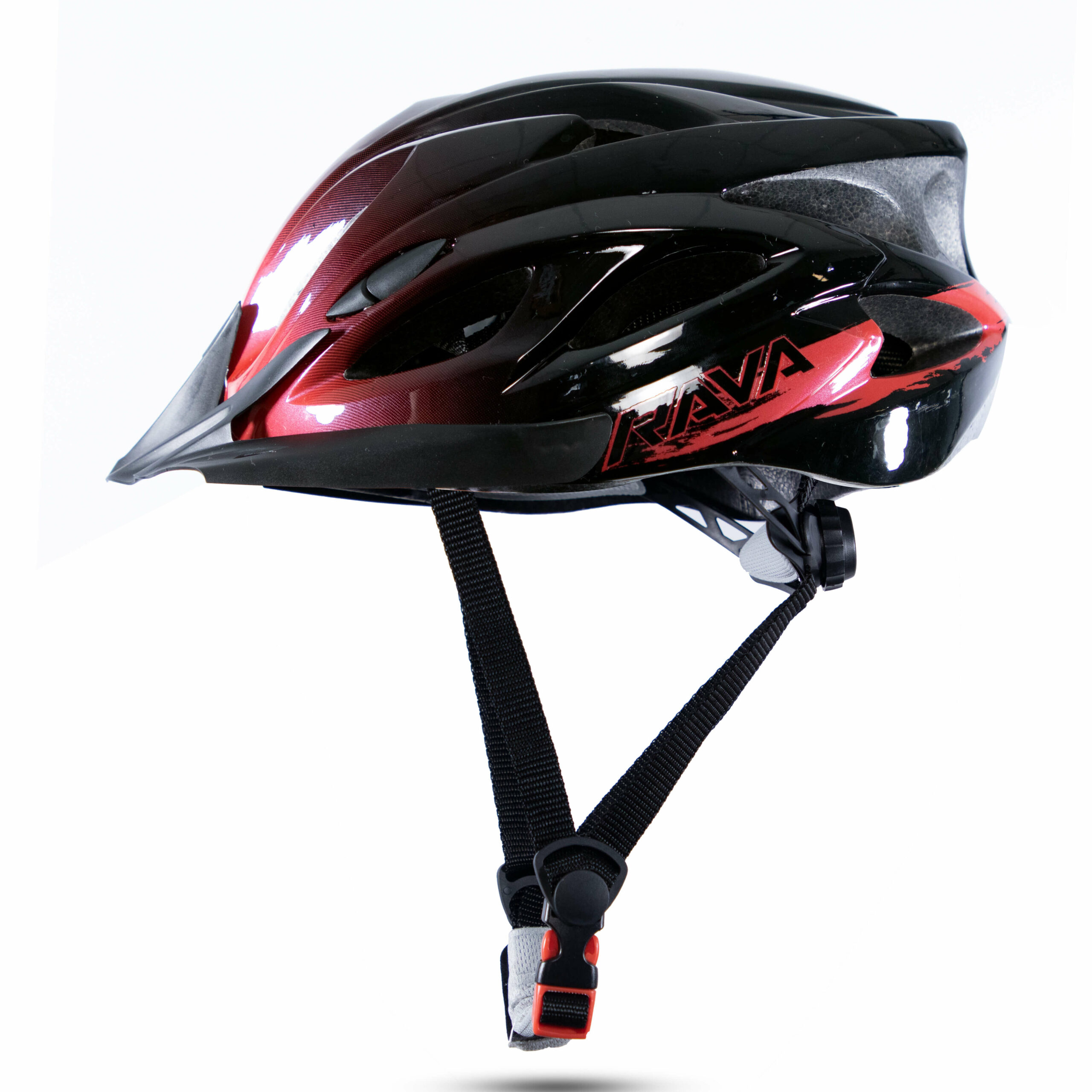 Capacete MTB Rava Space 3 | Brilho - Preto/Vermelho, Grande 57-61