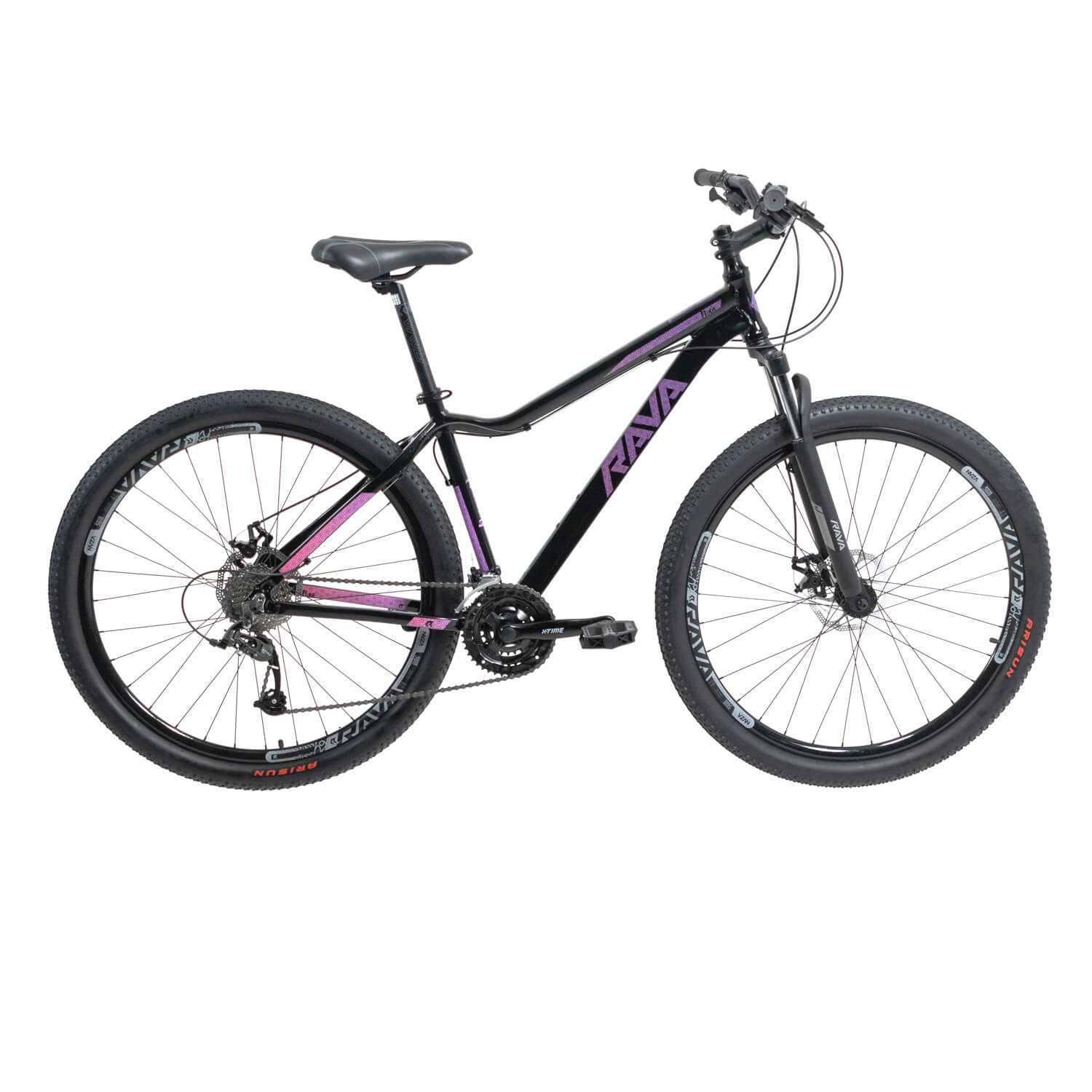 Bicicleta Rava Nina | 24 v. - Preto/Pink/Violeta, 15.5"