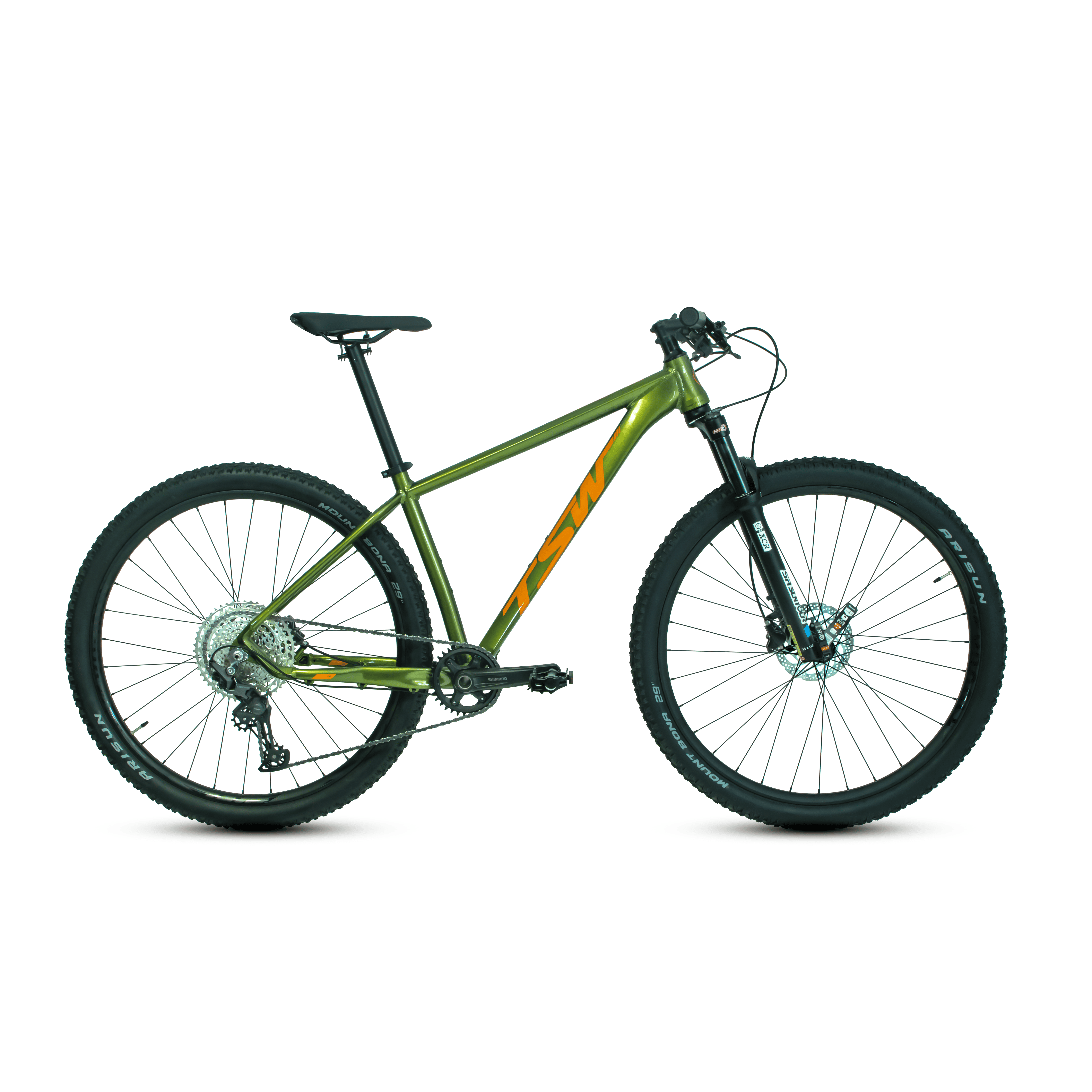 Bicicleta TSW Yukon | SR Suntour - 15.5", Verde Metálico/Laranjado